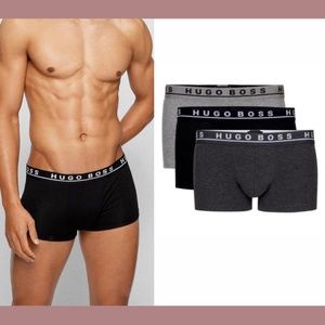 NEW HUGO BOSS [ XL ] 3 Pack Stretch‎ Cotton Trunks With Logo Waistband